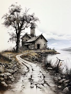 Small house by Italian lake by PixelPrestige