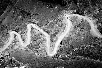 The Sani Pass from South Africa to Lesotho in black and white by The Book of Wandering