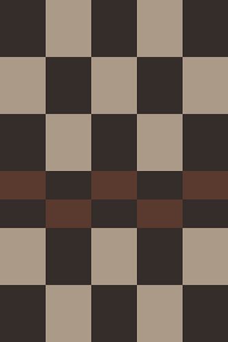 Retro kunst uit de jaren 70. Abstracte geometrische vormen in zwart, bruin, wit. Ruitjes patroon