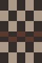 Retro kunst uit de jaren 70. Abstracte geometrische vormen in zwart, bruin, wit. Ruitjes patroon van Dina Dankers thumbnail