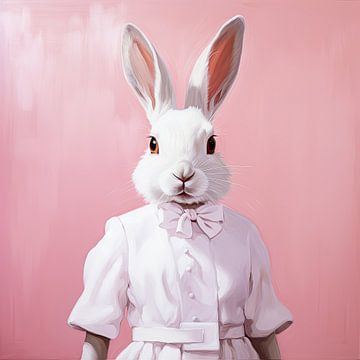 Konijnen portret, konijnenportret kunst print van Vlindertuin Art