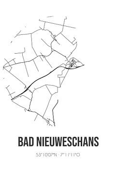 Bad Nieuweschans (Groningen) | Landkaart | Zwart-wit van Rezona