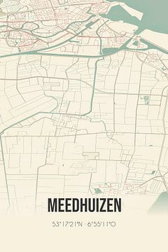 Vintage map of Meedhuizen (Groningen) by Rezona