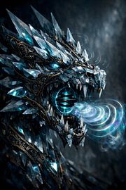 Ice Crystal Dragon with Glowing Magic Rings by Faheem Beigh