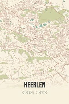 Vintage landkaart van Heerlen (Limburg) van MijnStadsPoster
