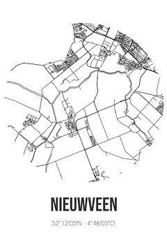 Nieuwveen (South-Holland) | Carte | Noir et blanc sur Rezona