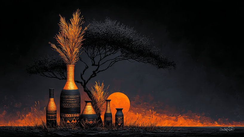 african-black-gold-orange by Gelissen Artworks