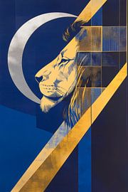 Löwenporträt im geometrischen Stil von Poster Art Shop