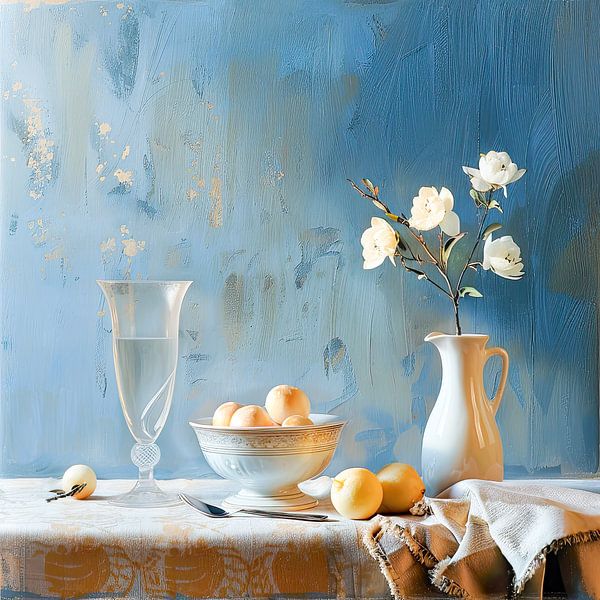 Still life with Glass and Citrus fruits by Vlindertuin-Art