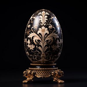 Fabergé egg gold/black/white high contrast