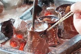 Traditionele bereiding van Turkse mokka