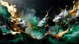 Sirenen die oprijzen uit sintels en licht: een visuele allegorie van oorsprong, transformatie en de stille, creatieve kracht van de vrouwelijke mythe van AidasignArt