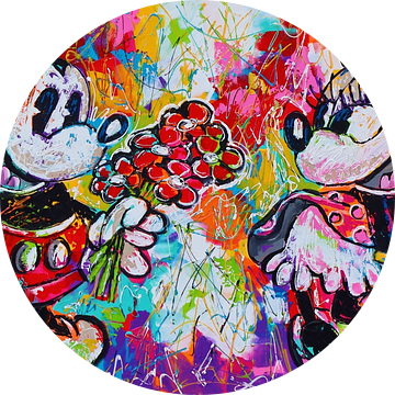 Mickey en Minnie Mouse Disney van Vrolijk Schilderij