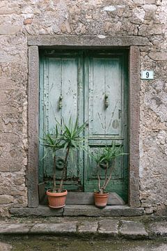 Oude turquoise deur Italië | Fotoprint kleurrijke reisfotografie van HelloHappylife