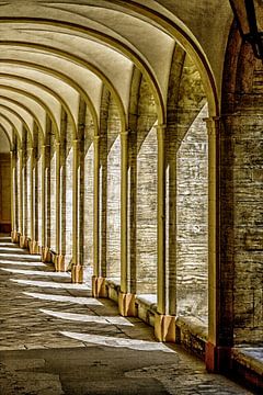 Light show in medieval cloister