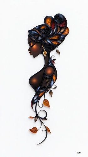 Vrouwenportretten in Papier, Goud en Multicolor