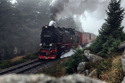 Brockenbahn kommt aus dem Nebel