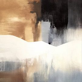 Modern abstract in white, gold, black and blue by Studio Allee