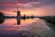 Kinderdijk zonsondergang van Mario Visser thumbnail