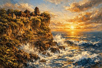 Sunset at Uluwatu Temple Cliffs, Bali, Indonesia – Inspired Coastal Artwork