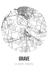 Grave (Noord-Brabant) | Karte | Schwarz und Weiß von Rezona