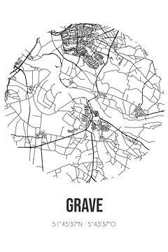 Grave (Noord-Brabant) | Landkaart | Zwart-wit van Rezona