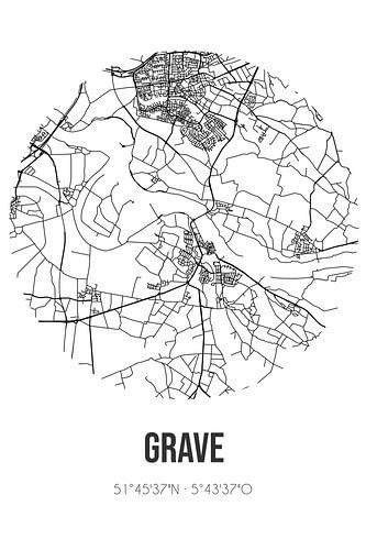 Grave (Noord-Brabant) | Landkaart | Zwart-wit