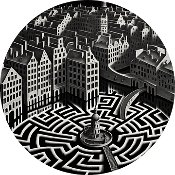 Amsterdam in de stijl van MC Escher van Roger VDB