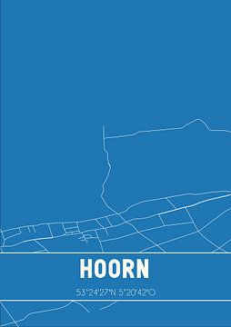 Blauwdruk | Landkaart | Hoorn (Fryslan) van MijnStadsPoster