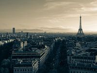 Paris skyline in sepia