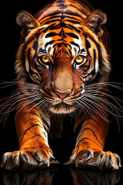 Porträt eines Tigers in der Dunkelheit von Imperial Art House