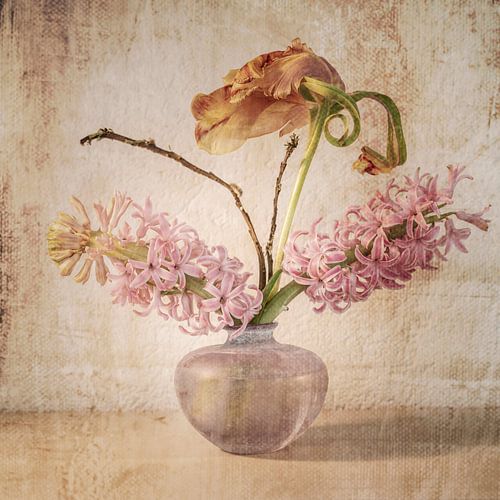 Stilleven. Lente. Snijbloem. Peach Fuzz.