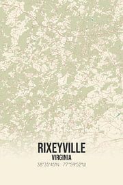 Vintage landkaart van Rixeyville (Virginia), USA. van Stad & Wand