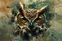 Abstrakte mystische Eule mit Farbspritzern