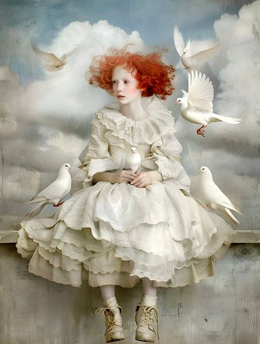 Feeding peace doves.