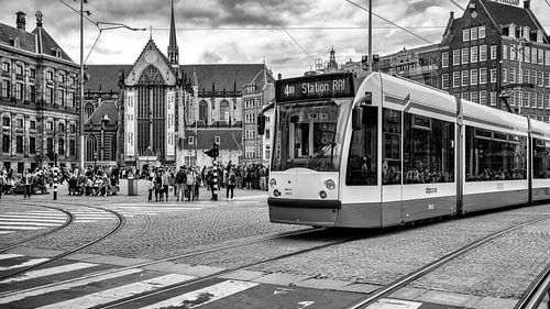 Amsterdam - de Dam met tram