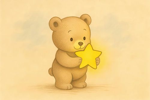 Lieve knuffelbeer met sterlicht