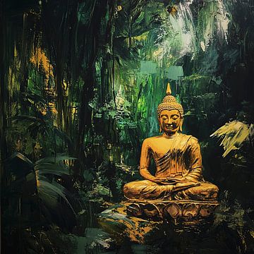 Golden Buddha in the jungle by Vlindertuin-Art