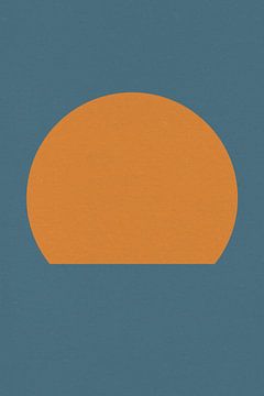 Ikigai. Abstracte minimalistische Zen kunst. Zon, maan, oceaan VI van Dina Dankers