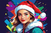 potrait painting a women with santa claus costum