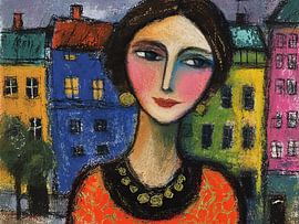 Woman Earring by Abstract Painting