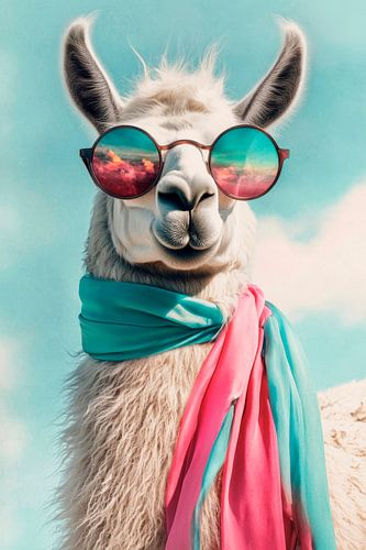 Stijlvolle lama met zonnebril
