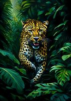 Course de léopards dans la jungle
