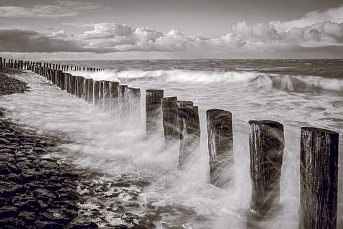 Postes de plage de Breskens (sépia)