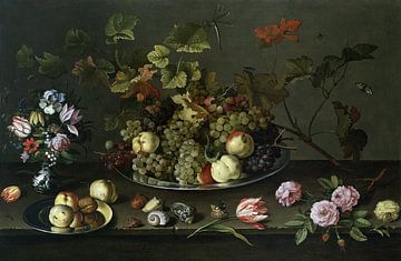 Balthasar Van Der Ast,Stilleven van fruit, bloemen en schelpen