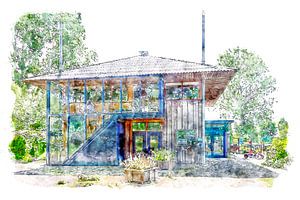 Bâtiment principal Schaapskooi Schaap en Zo à Heinkenszand (aquarelle)