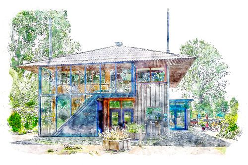 Main building Schaapskooi Schaap en Zo in Heinkenszand (watercolour)