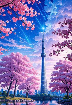 Tokyo Kersenbloesem rivier Sakura Lente seizoen Japan van Ruzerin