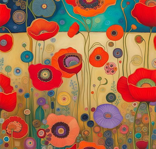 Klaprozen a la gustav klimt