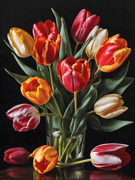 Tulips in a vase by Jolique Arte